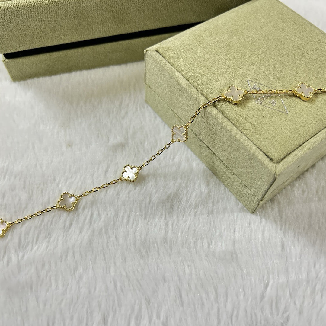 [✨ROSE💎]CLOVER 6 MOTIF WHITE MOP BRACELET