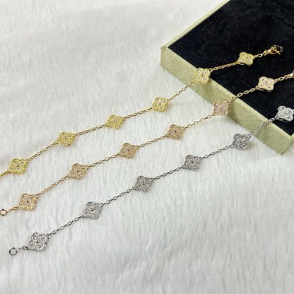 [✨ROSE💎]CLOVER 6 MOTIF DIAMOND BRACELET