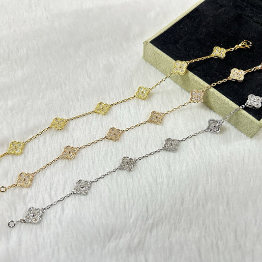 [✨ROSE💎]CLOVER 6 MOTIF DIAMOND BRACELET