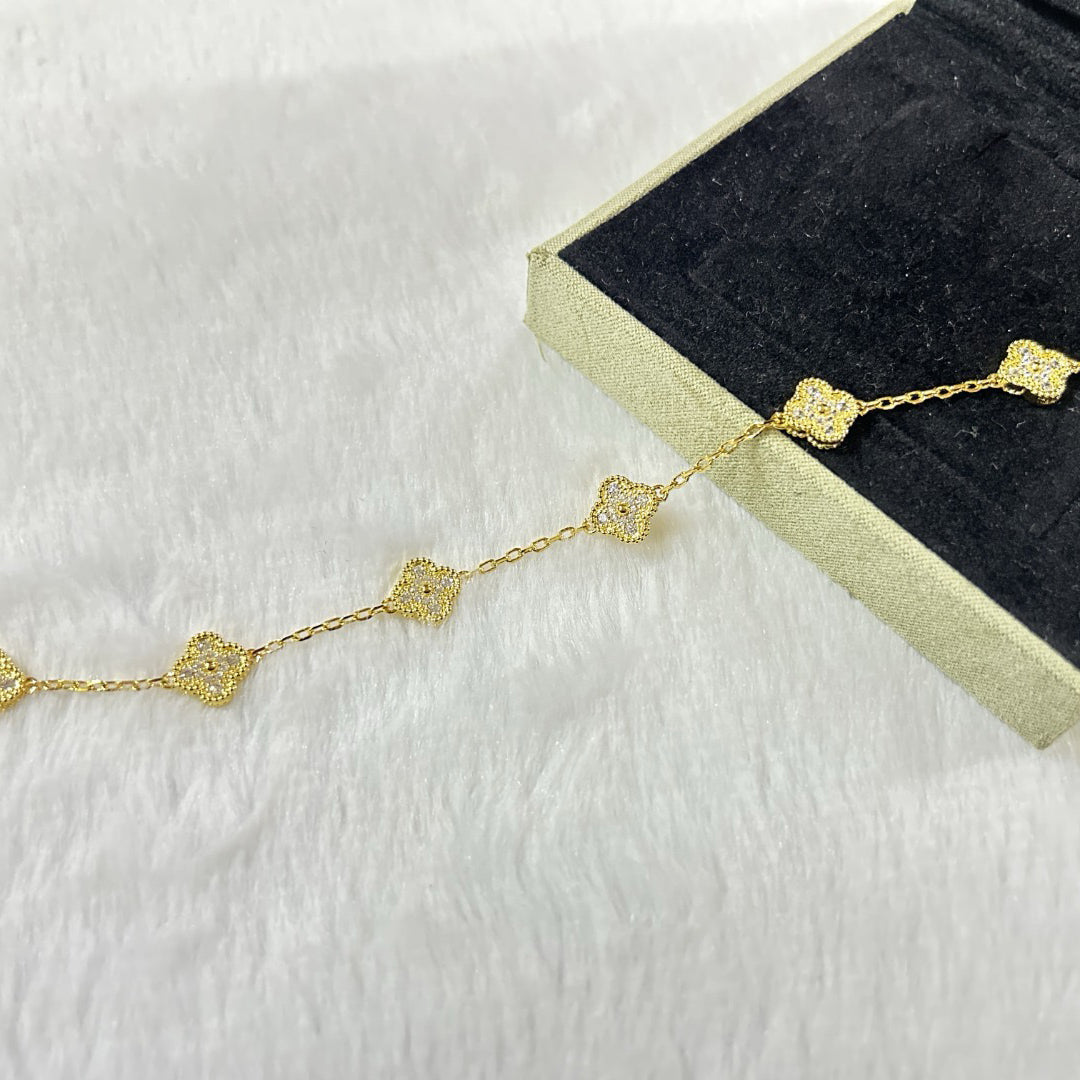 [✨ROSE💎]CLOVER 6 MOTIF DIAMOND BRACELET