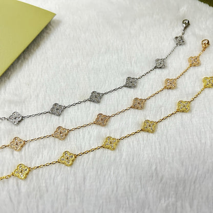 [✨ROSE💎]CLOVER 6 MOTIF DIAMOND BRACELET