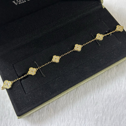 [✨ROSE💎]CLOVER 6 MOTIF DIAMOND BRACELET