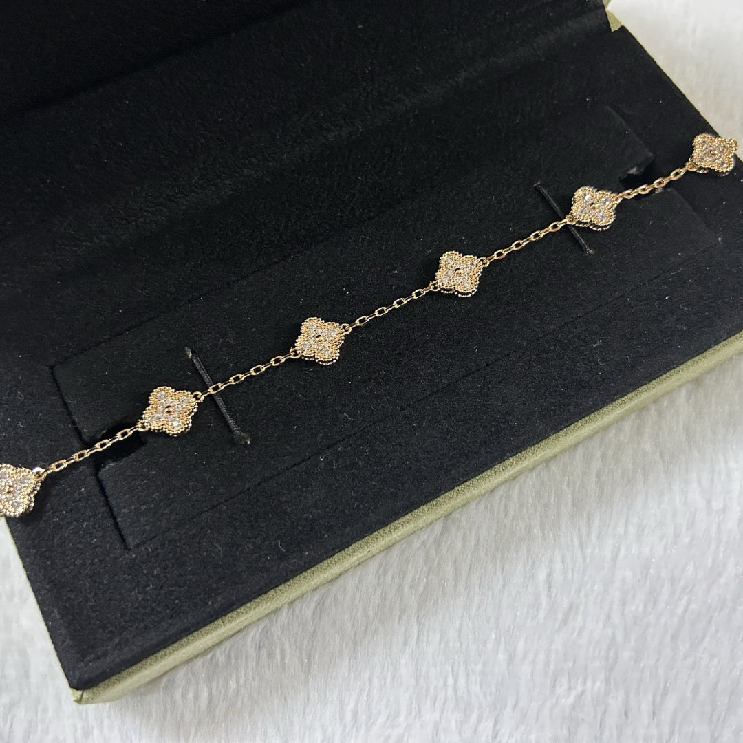 [✨ROSE💎]CLOVER 6 MOTIF DIAMOND BRACELET