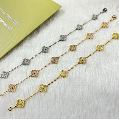[✨ROSE💎]CLOVER 6 MOTIF DIAMOND BRACELET