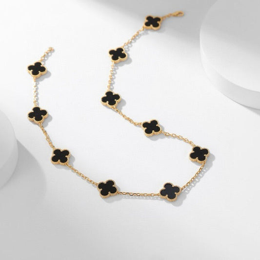 [✨ROSE💎]CLOVER 10 MOTIFS ONYX NECKLACE