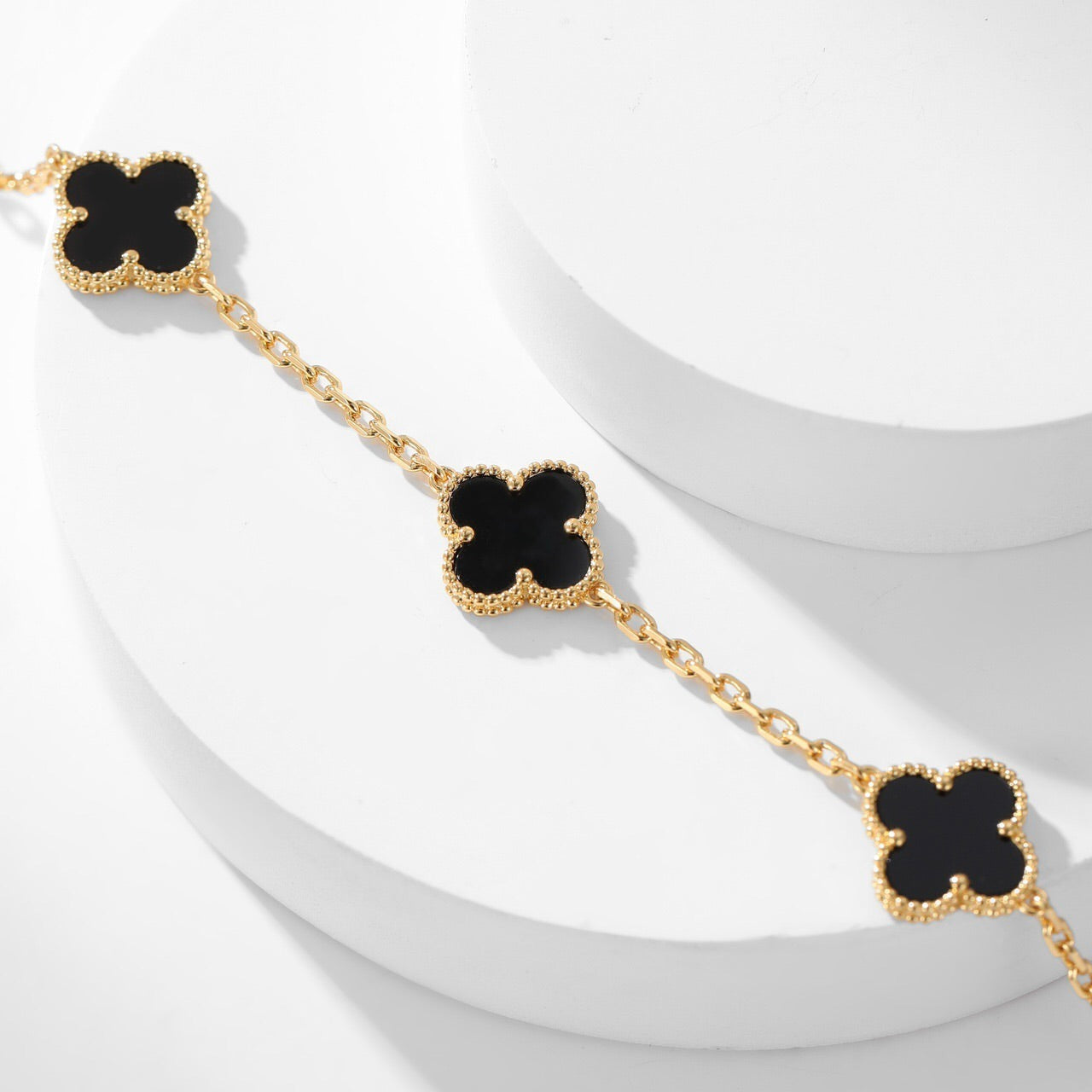 [✨ROSE💎]CLOVER 10 MOTIFS ONYX NECKLACE