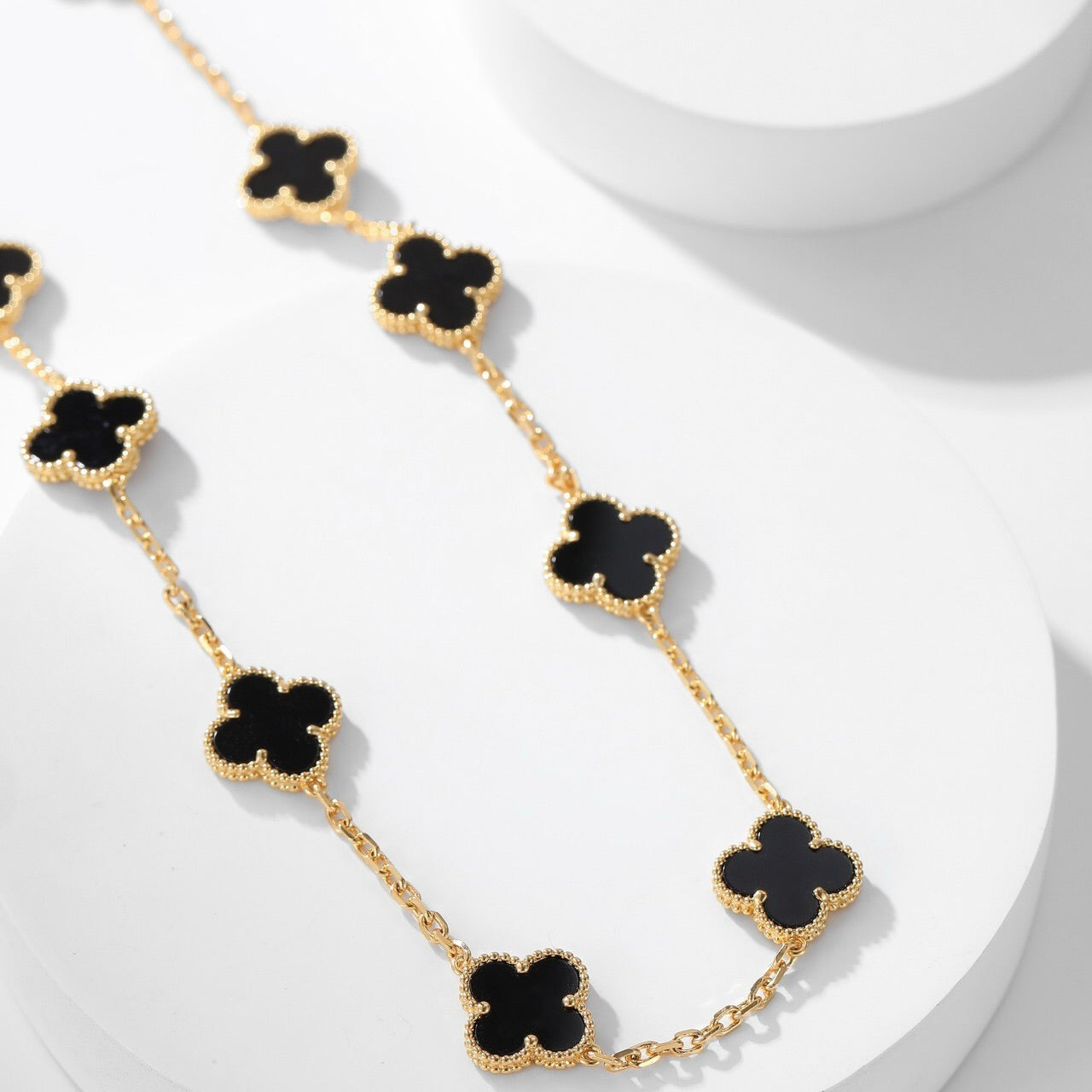 [✨ROSE💎]CLOVER 10 MOTIFS ONYX NECKLACE