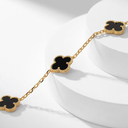[✨ROSE💎]CLOVER 10 MOTIFS ONYX NECKLACE