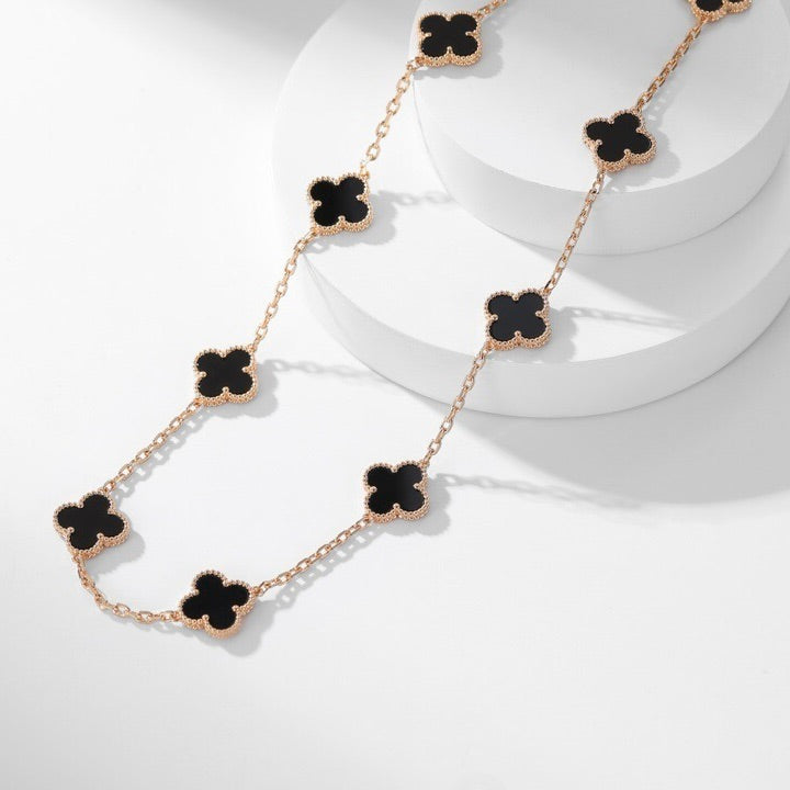 [✨ROSE💎]CLOVER 10 MOTIFS ONYX NECKLACE