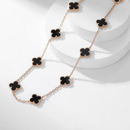 [✨ROSE💎]CLOVER 10 MOTIFS ONYX NECKLACE
