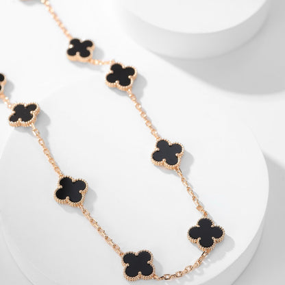 [✨ROSE💎]CLOVER 10 MOTIFS ONYX NECKLACE