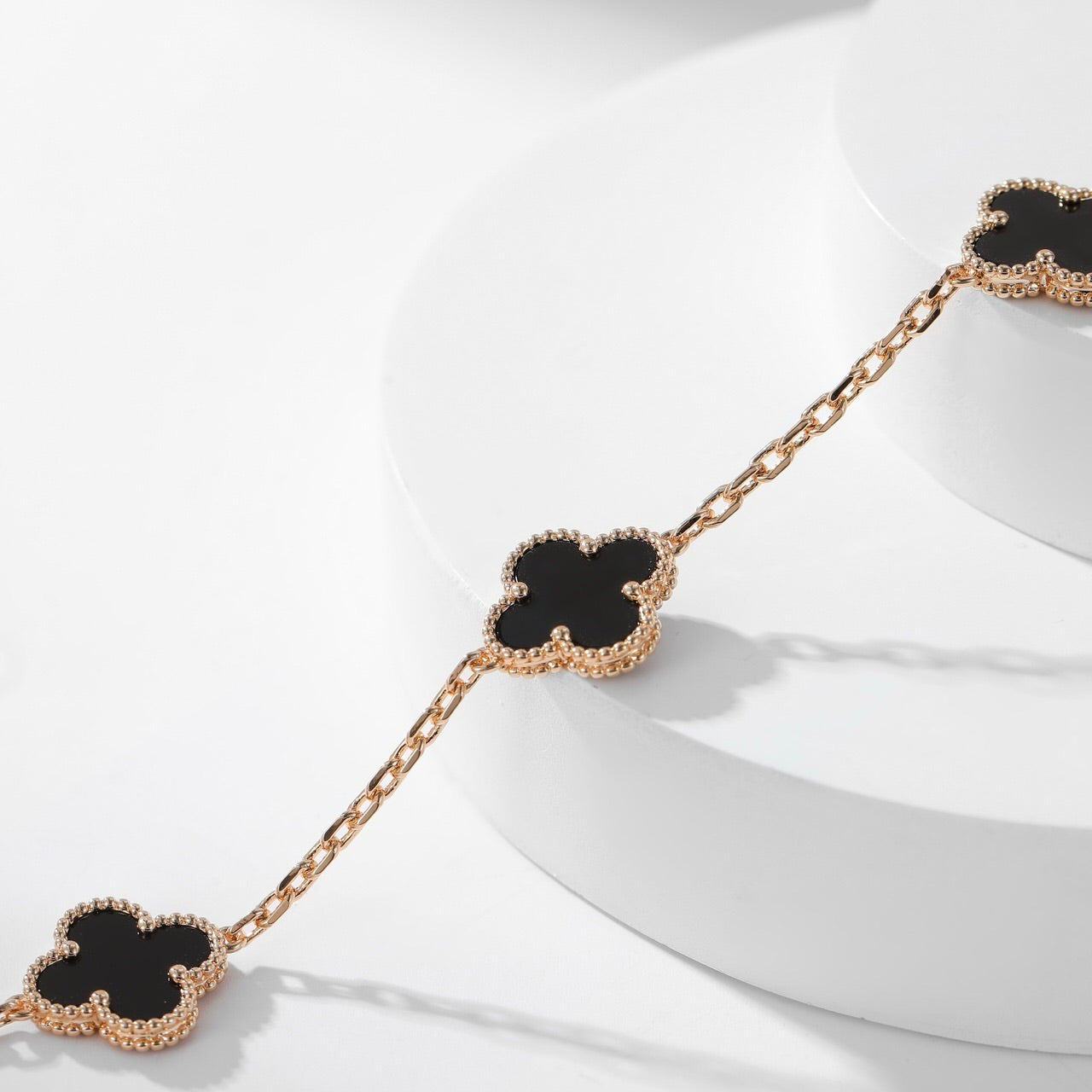 [✨ROSE💎]CLOVER 10 MOTIFS ONYX NECKLACE