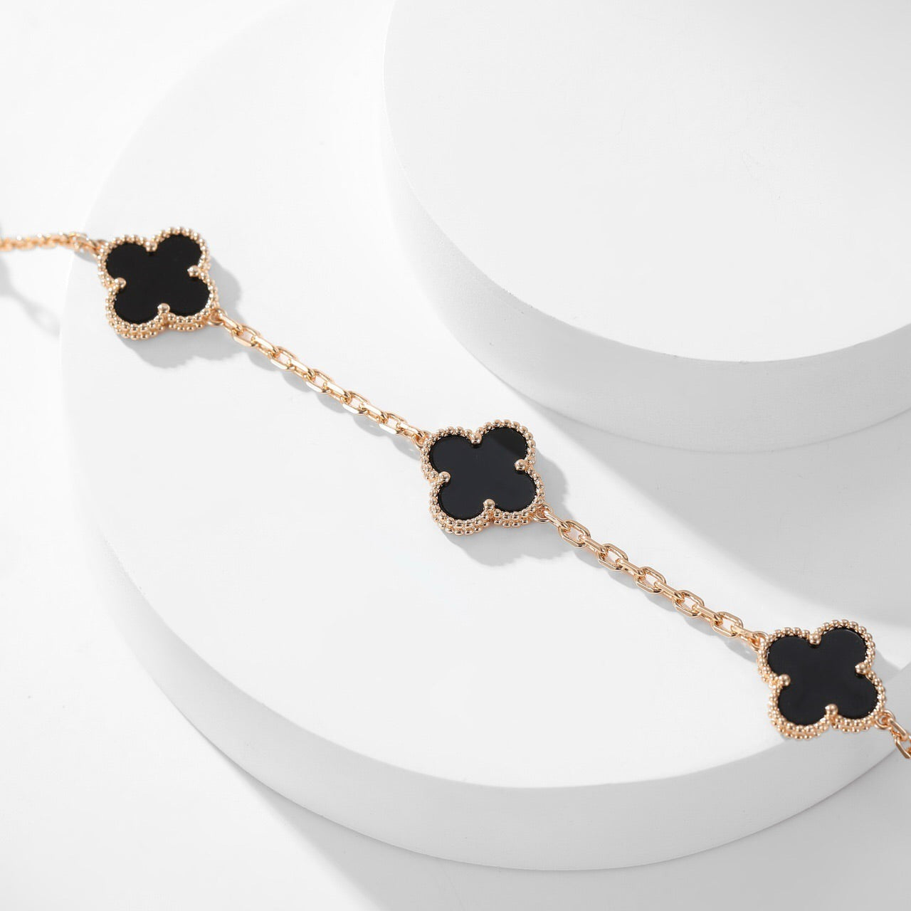 [✨ROSE💎]CLOVER 10 MOTIFS ONYX NECKLACE