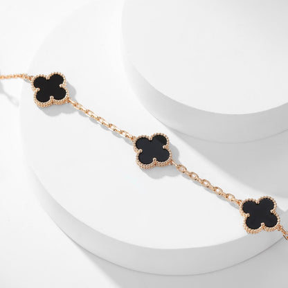 [✨ROSE💎]CLOVER 10 MOTIFS ONYX NECKLACE