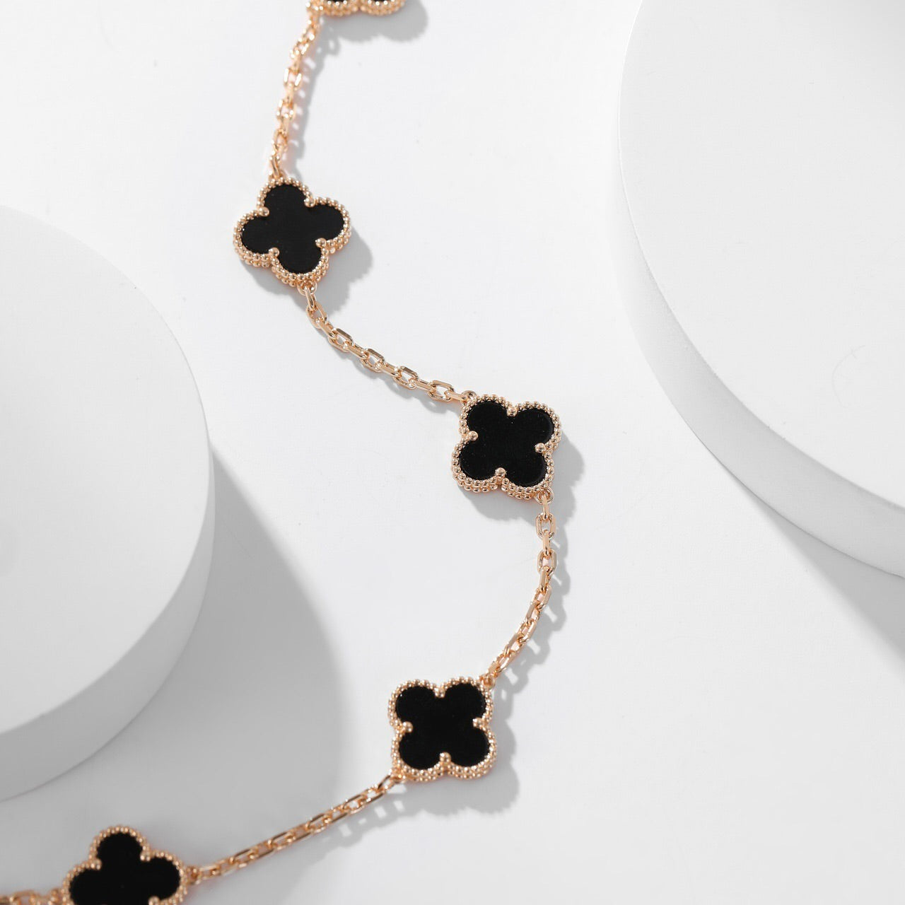 [✨ROSE💎]CLOVER 10 MOTIFS ONYX NECKLACE