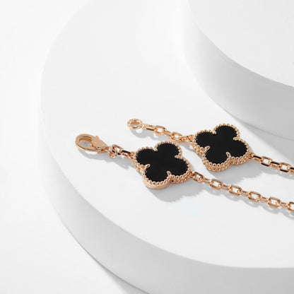 [✨ROSE💎]CLOVER 10 MOTIFS ONYX NECKLACE