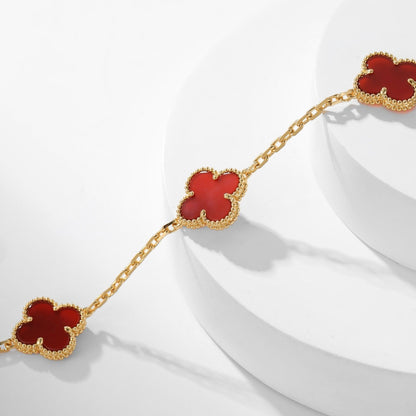 [✨ROSE💎]CLOVER 10 MOTIFS CARNELIAN NECKLACE