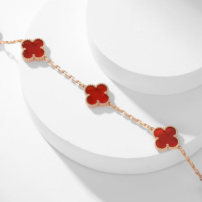 [✨ROSE💎]CLOVER 10 MOTIFS CARNELIAN NECKLACE