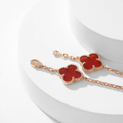 [✨ROSE💎]CLOVER 10 MOTIFS CARNELIAN NECKLACE
