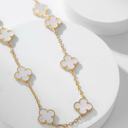 [✨ROSE💎]CLOVER 10 MOTIFS WHITE MOTHER OF PEARL NECKLACE