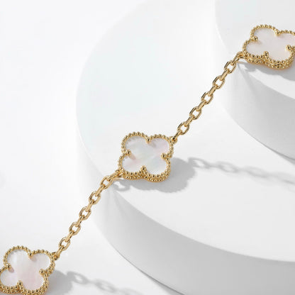 [✨ROSE💎]CLOVER 10 MOTIFS WHITE MOTHER OF PEARL NECKLACE