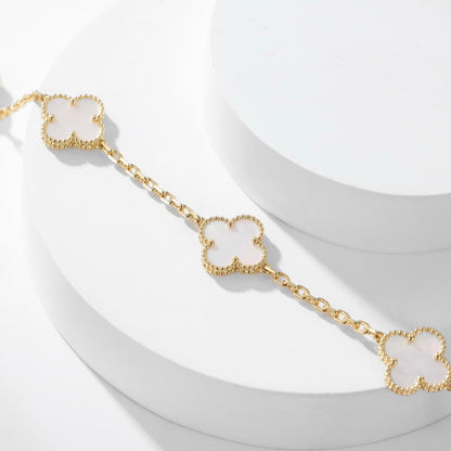 [✨ROSE💎]CLOVER 10 MOTIFS WHITE MOTHER OF PEARL NECKLACE