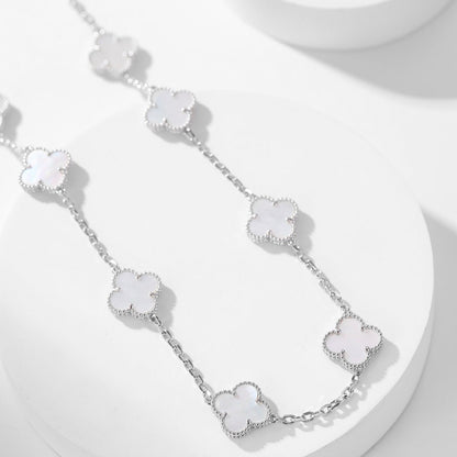 [✨ROSE💎]CLOVER 10 MOTIFS WHITE MOTHER OF PEARL NECKLACE