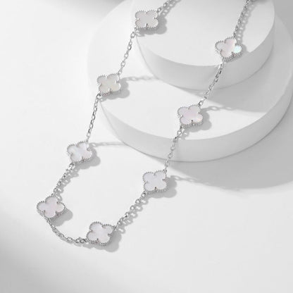 [✨ROSE💎]CLOVER 10 MOTIFS WHITE MOTHER OF PEARL NECKLACE