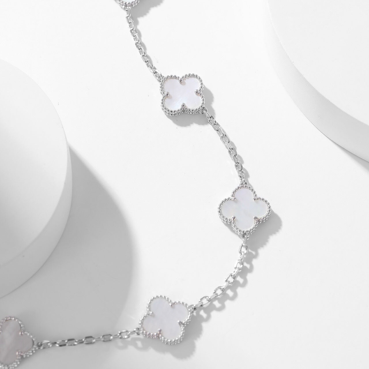 [✨ROSE💎]CLOVER 10 MOTIFS WHITE MOTHER OF PEARL NECKLACE