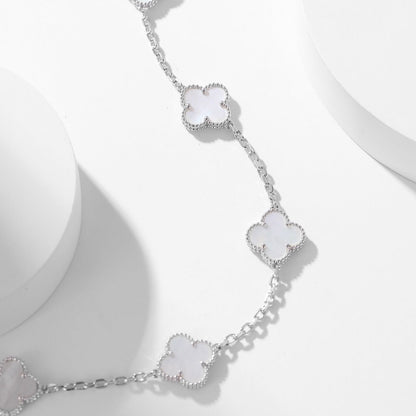 [✨ROSE💎]CLOVER 10 MOTIFS WHITE MOTHER OF PEARL NECKLACE
