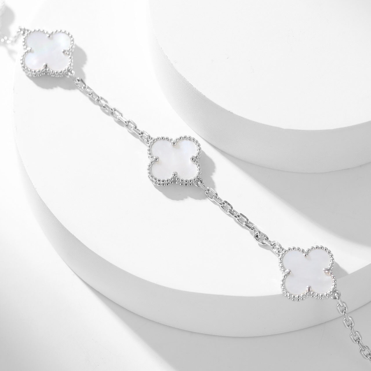 [✨ROSE💎]CLOVER 10 MOTIFS WHITE MOTHER OF PEARL NECKLACE