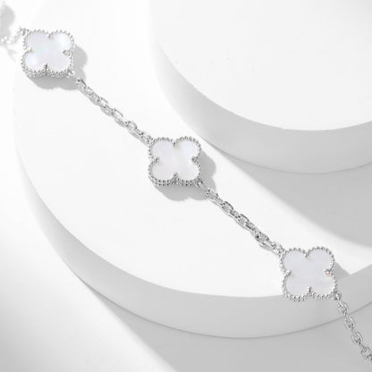 [✨ROSE💎]CLOVER 10 MOTIFS WHITE MOTHER OF PEARL NECKLACE