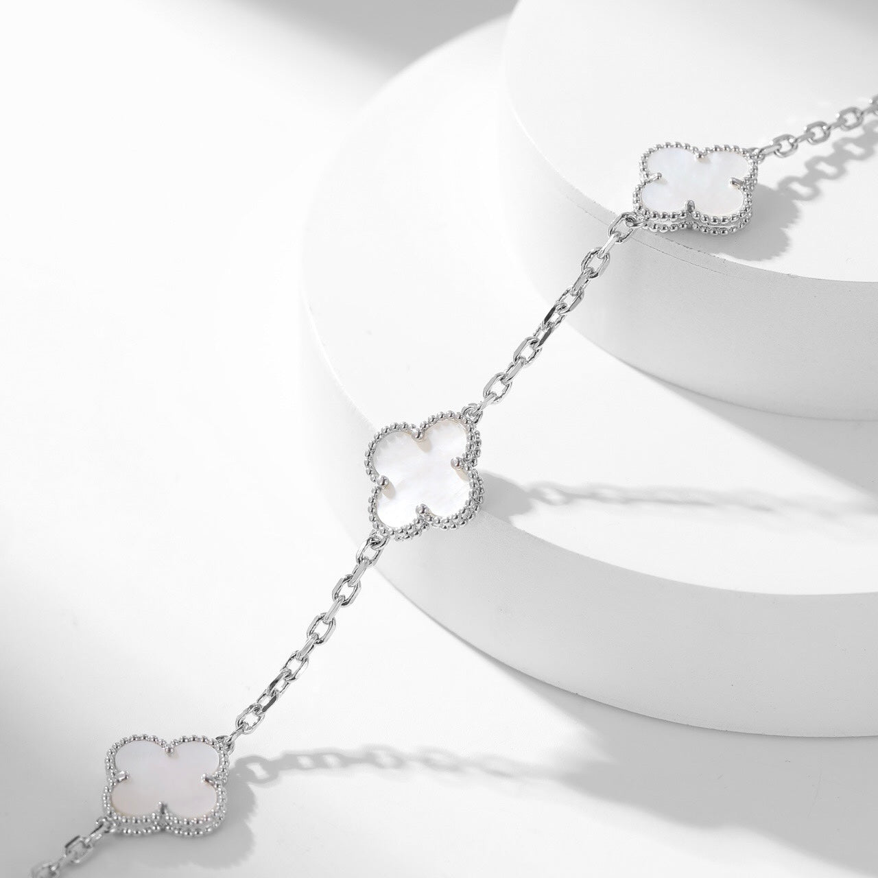 [✨ROSE💎]CLOVER 10 MOTIFS WHITE MOTHER OF PEARL NECKLACE