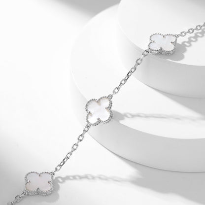 [✨ROSE💎]CLOVER 10 MOTIFS WHITE MOTHER OF PEARL NECKLACE