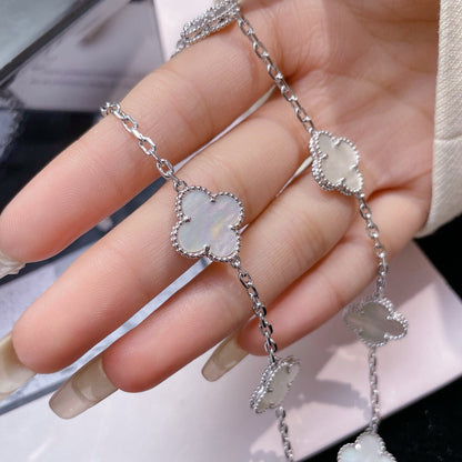 [✨ROSE💎]CLOVER 10 MOTIFS WHITE MOTHER OF PEARL NECKLACE