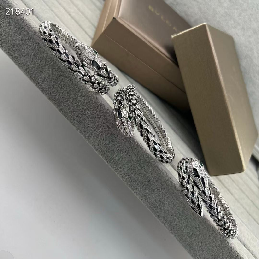 [✨ROSE💎】NEW OBSIDIAN & DIAMOND SERPENT BRACELET