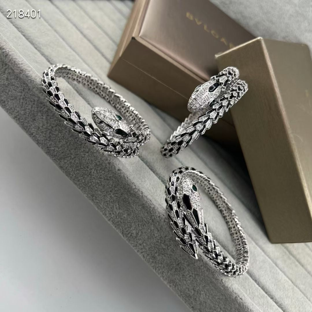 [✨ROSE💎】NEW OBSIDIAN & DIAMOND SERPENT BRACELET