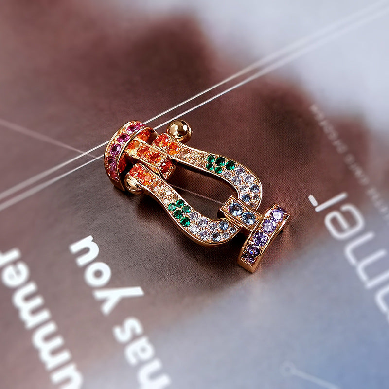 [✨ROSE💎]FORC LARGE HORSESHOE  COLORED DIAMOND BRACELET SILVER