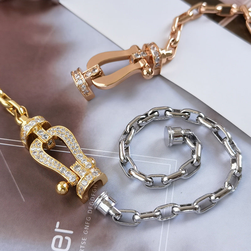 [✨ROSE💎]FORCE LARGE HORSESHOE CLASP  METAL BRACELET