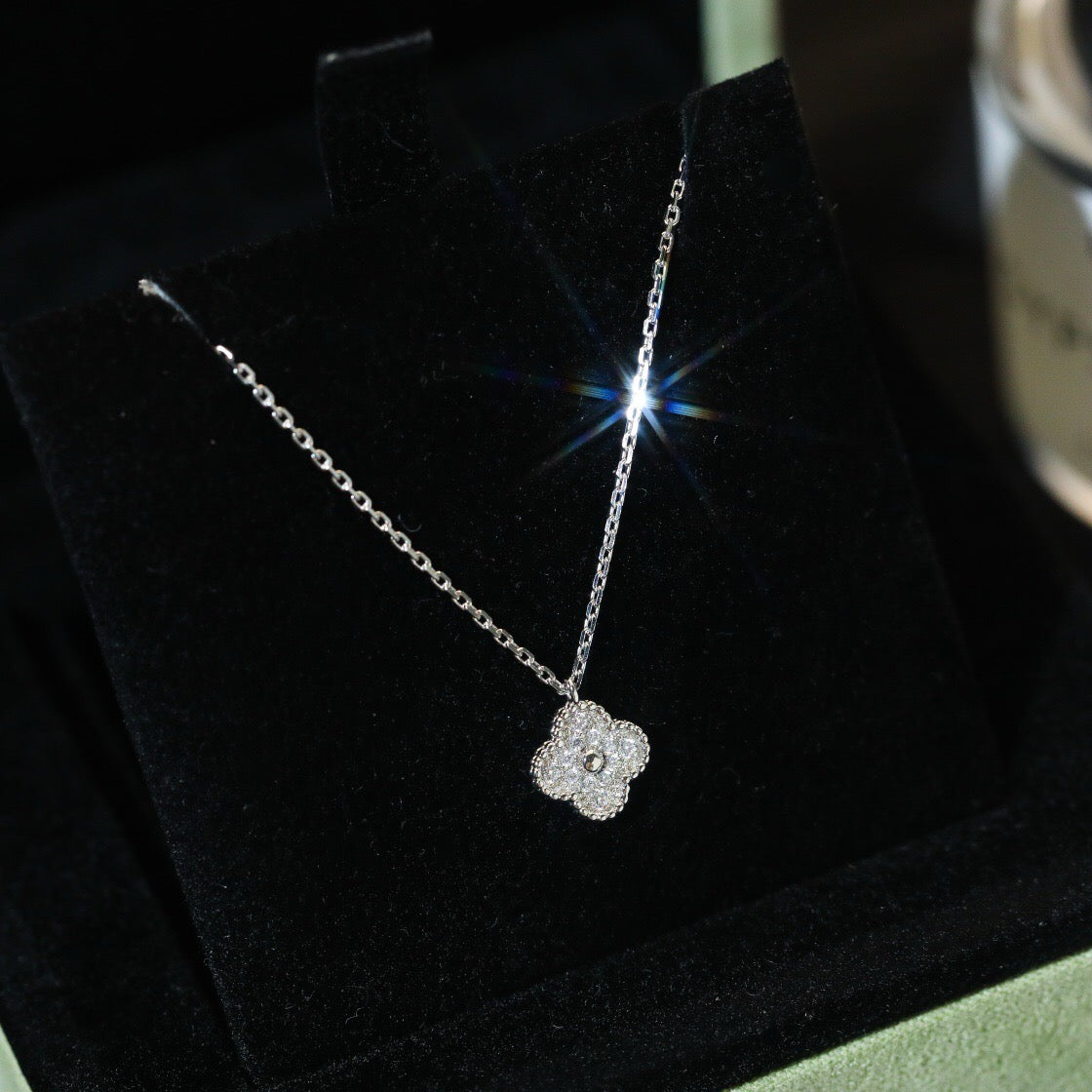 [✨ROSE💎]CLOVER MINI 9.5MM PENDANT DIAMOND NECKLACE