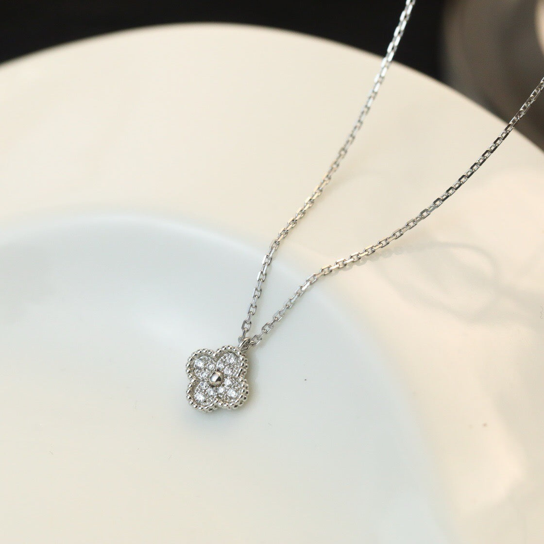 [✨ROSE💎]CLOVER MINI 9.5MM PENDANT DIAMOND NECKLACE