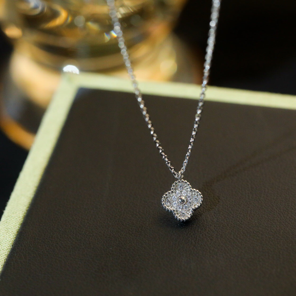 [✨ROSE💎]CLOVER MINI 9.5MM PENDANT DIAMOND NECKLACE