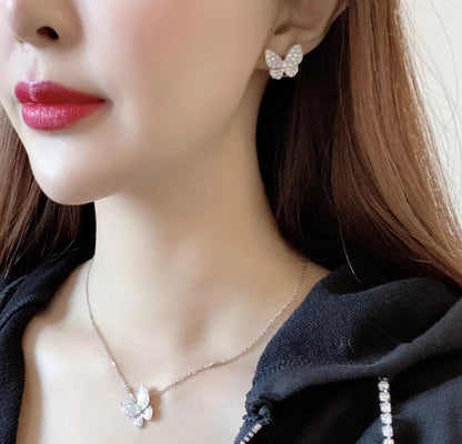 [✨ROSE💎]BUTTERFLY ALL DIAMOND EARRINGS