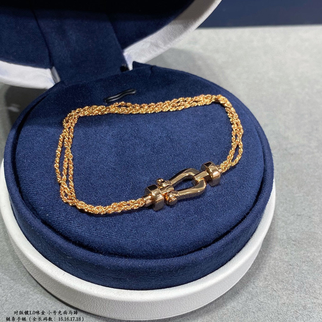 [✨ROSE💎]FORCE SMALL HORSESHOE  DIAMOND CHAIN ROPE BRACELET