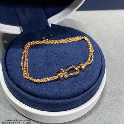 [✨ROSE💎]FORCE SMALL HORSESHOE  DIAMOND CHAIN ROPE BRACELET