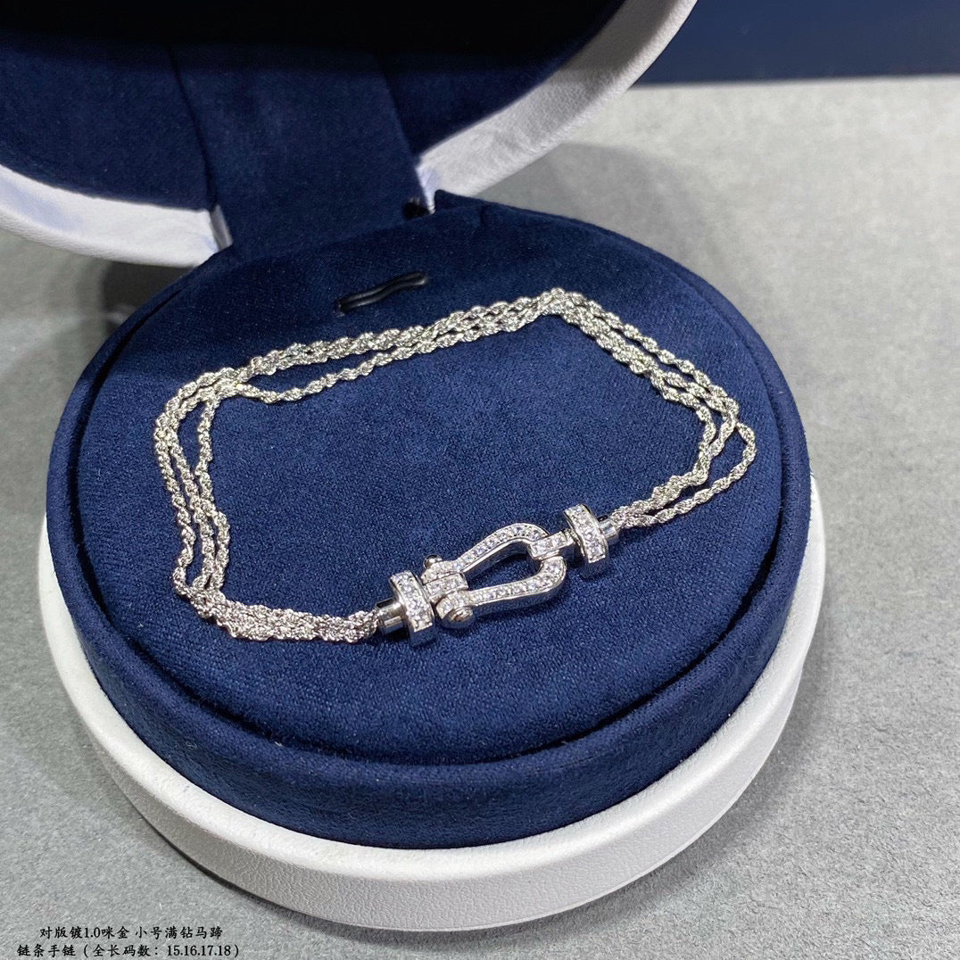 [✨ROSE💎]FORCE SMALL HORSESHOE  DIAMOND CHAIN ROPE BRACELET