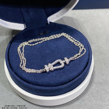 [✨ROSE💎]FORCE SMALL HORSESHOE  DIAMOND CHAIN ROPE BRACELET