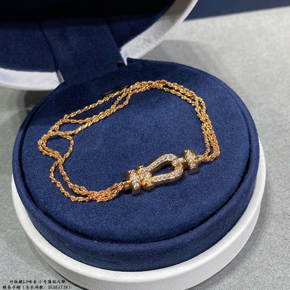 [✨ROSE💎]FORCE SMALL HORSESHOE  DIAMOND CHAIN ROPE BRACELET