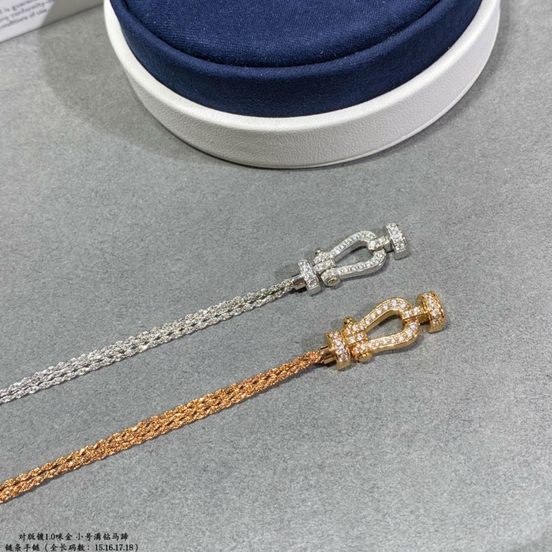 [✨ROSE💎]FORCE SMALL HORSESHOE  DIAMOND CHAIN ROPE BRACELET