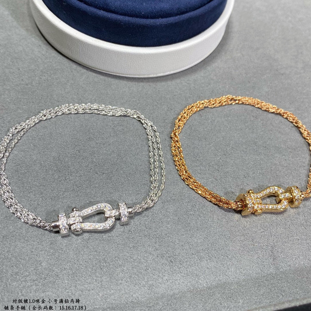 [✨ROSE💎]FORCE SMALL HORSESHOE  DIAMOND CHAIN ROPE BRACELET